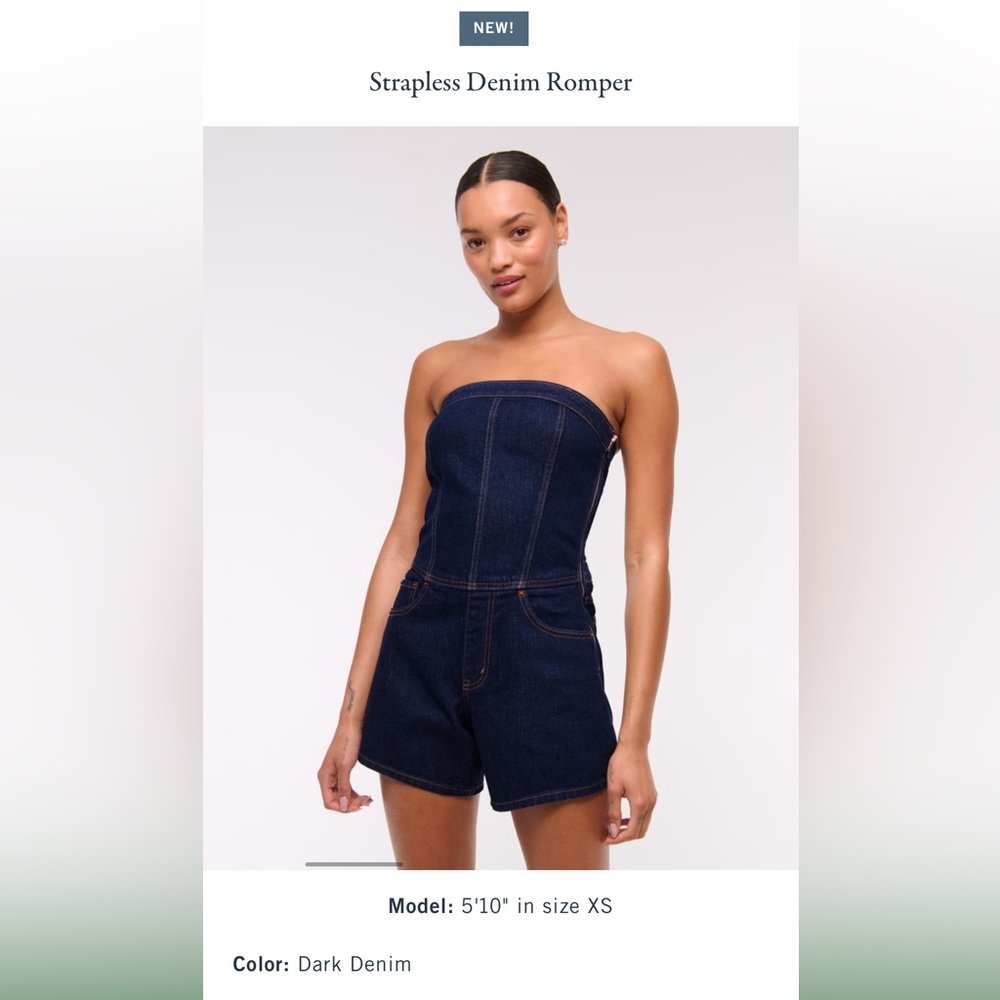 Dark Denim Strapless Romper